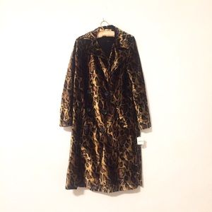 NWT Free People Velvet Leopard Trench Coat XS